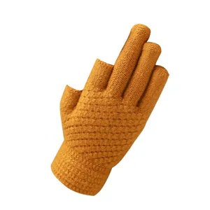 Winter warm knitted fingerless gloves for men and women, thick plush touch screen writing gloves.