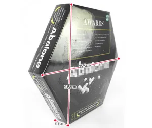 Abalone Strategie Brettspiel sechseckige Box Verpackung Massangabe Detailansicht Produkt.