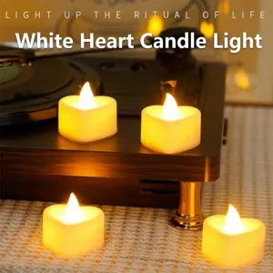 Heart-shaped LED electronic candle light, romantic atmosphere night light for bedroom desktop decoration.