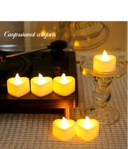 Heart shaped LED electronic candle light romantic mood night light for proposal decor desktop ornament