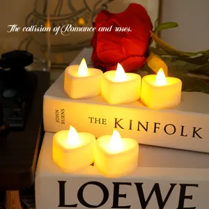 Heart-shaped LED electronic candles romantic ambient night light for bedroom home decor