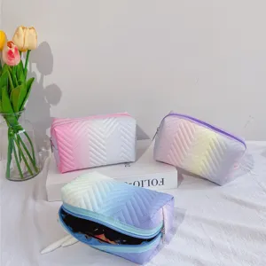 Gradient cosmetic bag travel toiletry pouch large capacity makeup storage bag portable