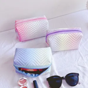 Korean style gradient makeup bag large capacity portable cosmetic pouch multi-color travel storage bag.