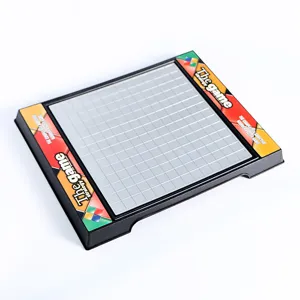 Detailed view of the plastic grid board game tray with strategy game design for family fun.