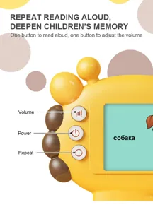 Children Russian card reader early education learning machine toy with cute giraffe design.