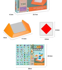 Kids color puzzle spatial thinking toy with sorting tray and challenge cards for logic training.