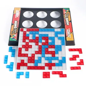 Translucent block strategy board game set for family interactive fun and puzzle challenges.