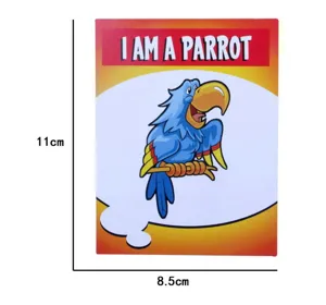 Carte de jeu de devinettes éducative pour enfants avec joli perroquet bleu 11x8.5cm