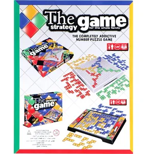 Strategy board game set with colorful blocks and board for family kids interactive fun.
