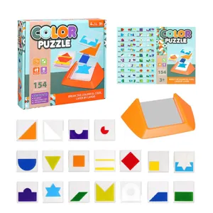 Kids Color Puzzle Brain Game Transparent Geometric Shape Layering Educational Toy Spatial Thinking Tabletop Game