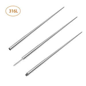 Stainless steel body piercing taper insertion pin detail view showing polished surface.