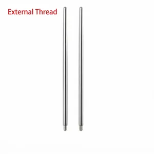 Stainless steel body piercing taper insertion pin with external thread guide tool detail view.