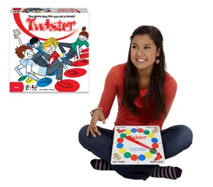 Classic physical body balancing party game set with spinner board and game box for kids.