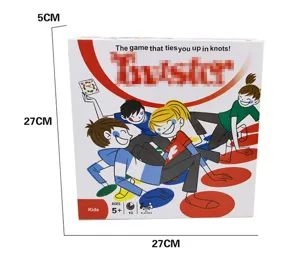 Twister board game packaging box detail view, classic party balancing interactive toy for kids.