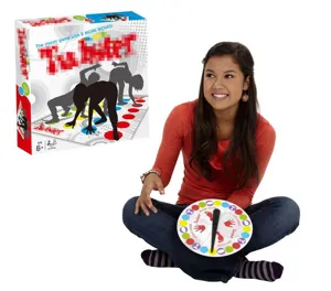 Kids body twisting balance interactive party game set with colorful mat and spinner