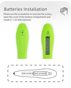 Guia de detalle de la instalacion de bateria lapiz lector ingles para ninos pequenos.