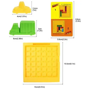 Children IQ car sliding puzzle toy set details, compact plastic vehicles and challenge cards.