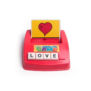 Kids early education spelling literacy card game toy with letter blocks and picture cards.