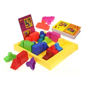 Kids parking puzzle board game toy set with colorful sliding cars and challenge cards.