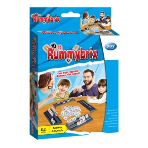 Set de fichas Rummy mini para familia, juego de mesa numérico con soportes y piezas de juego.