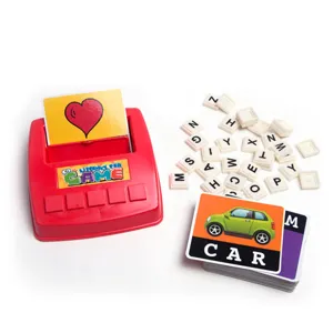 Kids English literacy game toy with red tray letters blocks flashcards early learning
