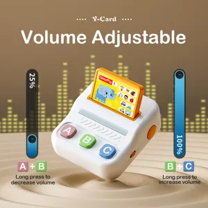 Jouet educatif intelligent pour enfants avec lecteur de cartes et boutons interactifs de volume.