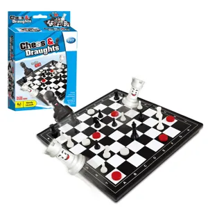 Portable Kids Educational Chess And Checkers Board Game Plastic Folding Strategy Tabletop Toy For Family