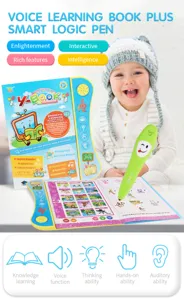 Kids English electronic learning book with smart reading pen, early education toy for kids.