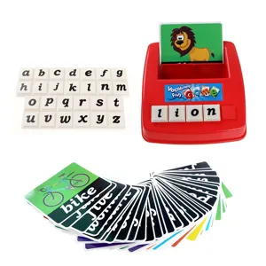 Jouet d'apprentissage de l'anglais pour enfants, jeu de vocabulaire avec blocs de lettres et cartes.