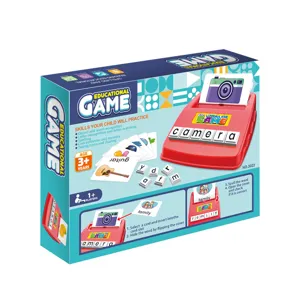 Educational kids English word spelling learning machine toy with cards and letter blocks