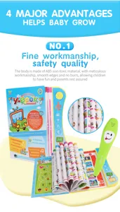 Kids electronic English talking learning book set with reading pen for early education.