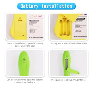 Children electronic learning toy battery installation guide, very easy step by step AAA setup.