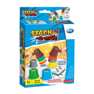 Mini mole stacking cups game set for kids early education, interactive family board toy.