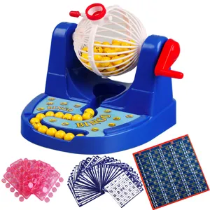 Kinderen bingo loterij spel set met kooi ballen en kaarten voor tafelplezier