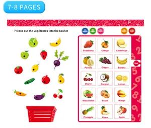 Kids electronic English talking book detail, early learning toy with fruit and sound words.