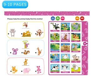 Children English learning book interactive sound electronic toy page with cute animal graphics.