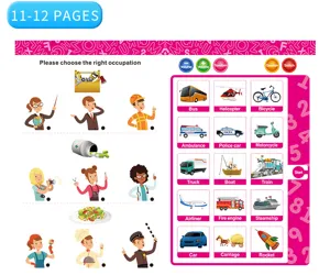 Kids electronic sound book page featuring vehicle and occupation words for early learning.