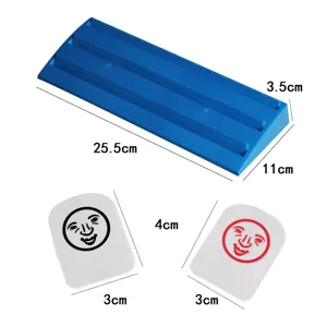 Plastic game rack set with cute smiling face cards for table games and family entertainment.