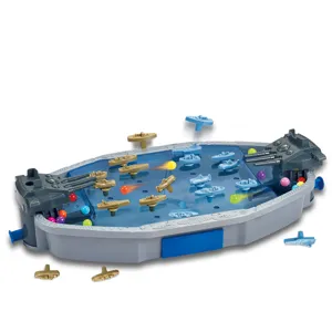 Naval battle board game toy for kids, two-player interactive tabletop catapult combat set.