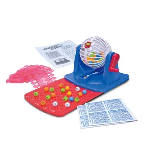Set di gioco Bingo per bambini con gabbia palline carte e gettoni giocattolo interattivo