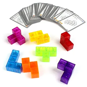 Set de puzzle magnético Soma para niños con bloques de construcción transparentes y tarjetas.