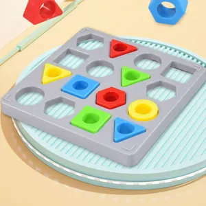 Kids shape matching puzzle toy, logical thinking spatial training desktop game for children.