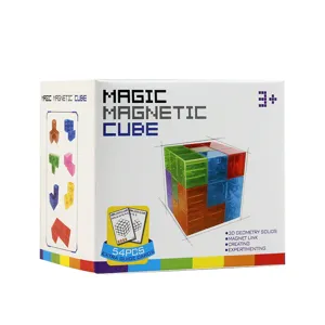 Cubo magnético para niños rompecabezas 3D soma bloques de construcción transparentes