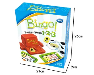 Vue détaillée de la boîte de jeu de société bingo numéros pour enfants et jouet éducatif.