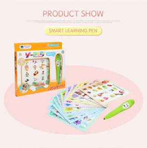 Stylo d'apprentissage intelligent pour enfants, stylo de lecture éducatif avec 12 cartes.