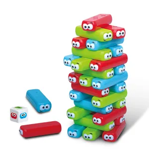 Jeu de tour empilable coloré avec des yeux de dessin animé mignons pour enfants et famille.