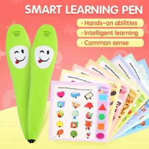 Stylo d'apprentissage intelligent pour enfants, éducation précoce avec cartes, jouet vert.