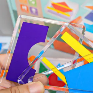Transparent geometric shape blocks stacking shadow toys for kids spatial intelligence training.