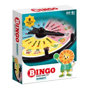 Jeu de bingo éducatif pour enfants avec roue pivotante et cartes d'animaux amusantes.