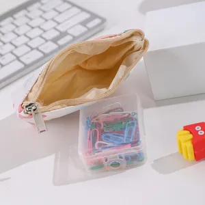 Detail view of the cute mini zipper coin pouch, showing its spacious inner lining and smooth zipper.